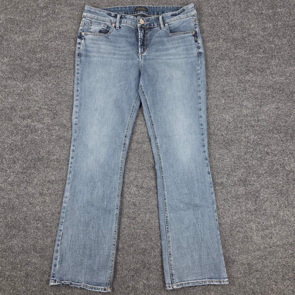 Silver Elyse Slim Boot Jeans Women's 31 Mid Rise Med Wash Denim Stretch Blue